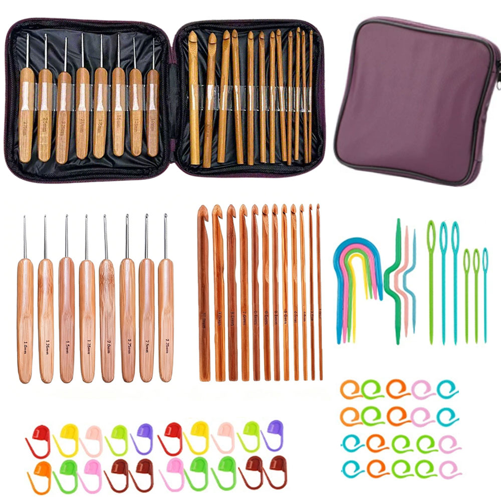 74pcs Bamboo Crochet Hooks Set - Tool Bag review and price